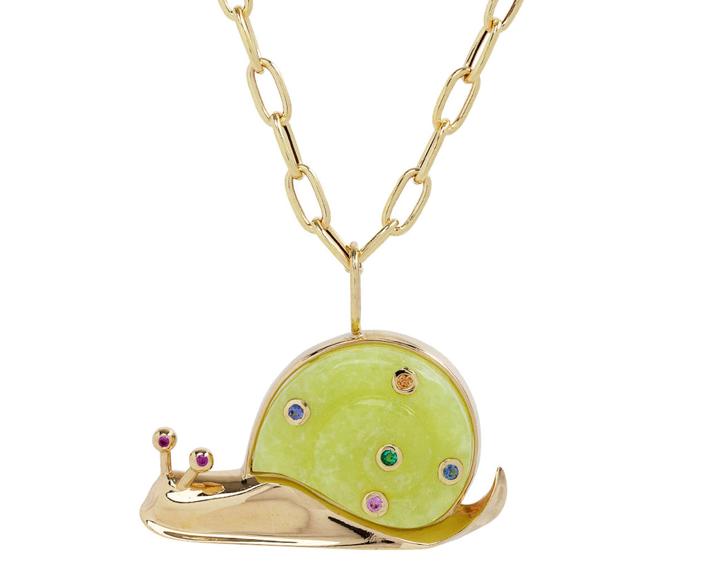 Brent Neale Brazilian Opal and Rainbow Sapphire Snail Pendant Necklace