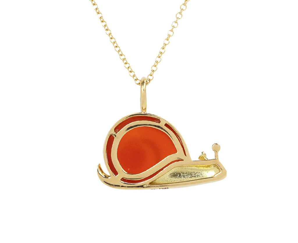 Carnelian and Pink Sapphire Small Snail Pendant Necklace