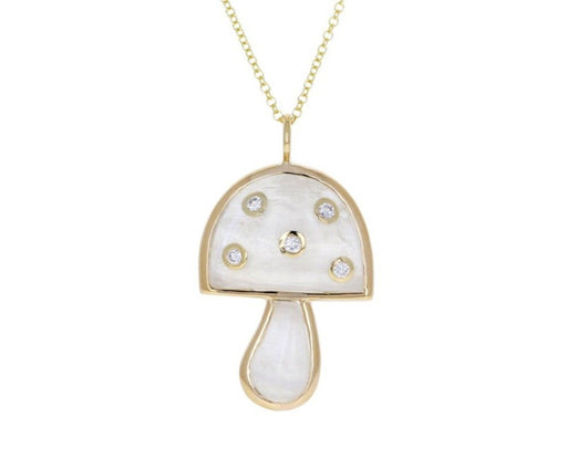 Moonstone and Diamond Mini Mushroom Necklace