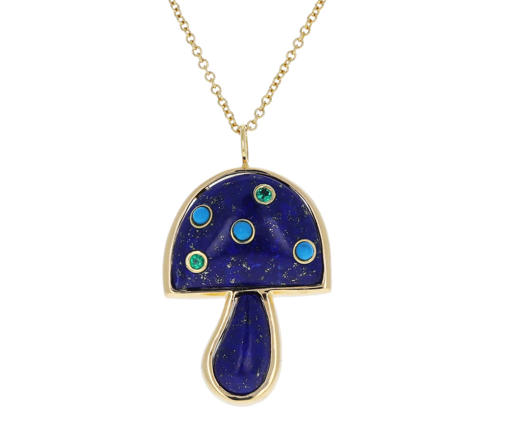 Lapis, Turquoise and Emerald Mini Mushroom Necklace