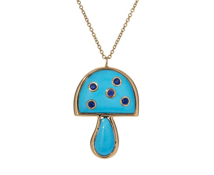Turquoise and Sapphire Small Mushroom Necklace - TWISTonline 