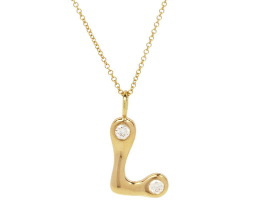 Diamond 'L' Bubble Letter Pendant Necklace