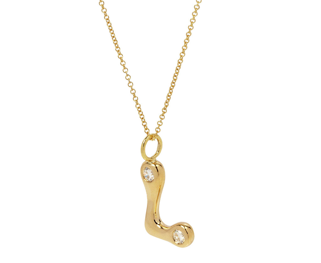 Diamond 'L' Bubble Letter Pendant Necklace