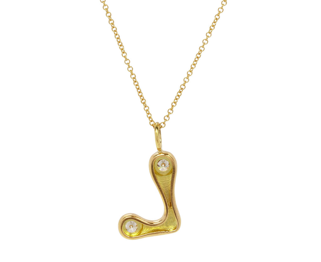 Diamond 'L' Bubble Letter Pendant Necklace