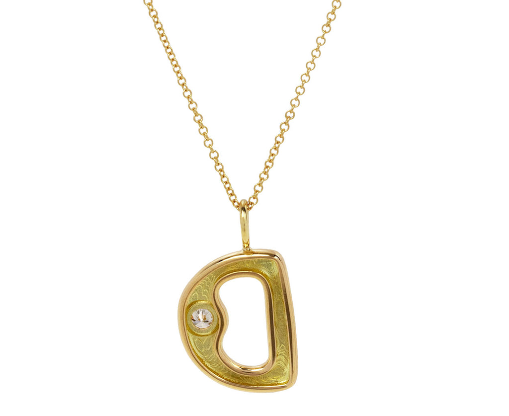 Diamond 'D' Bubble Letter Pendant Necklace