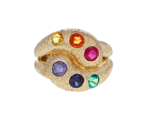 Textured Knot Ring With Multicolored Sapphires