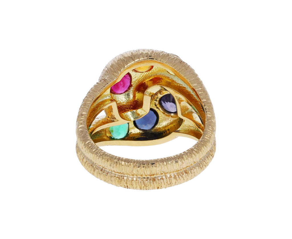 Textured Knot Ring With Multicolored Sapphires