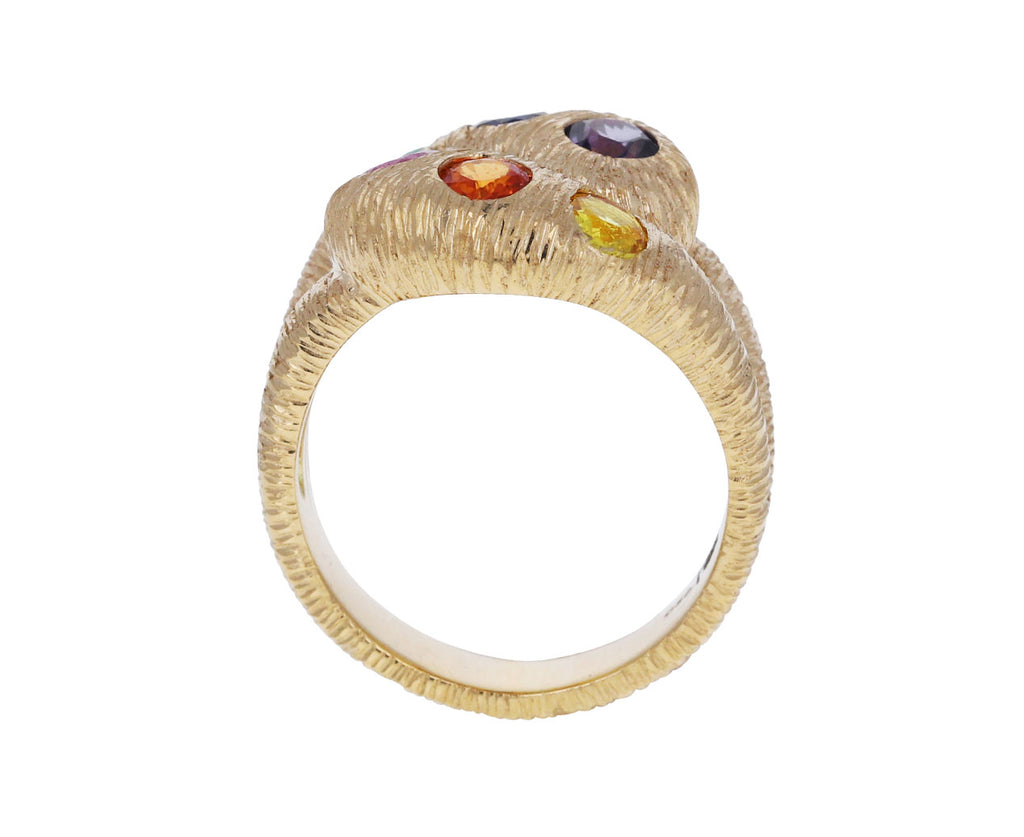 Textured Knot Ring With Multicolored Sapphires
