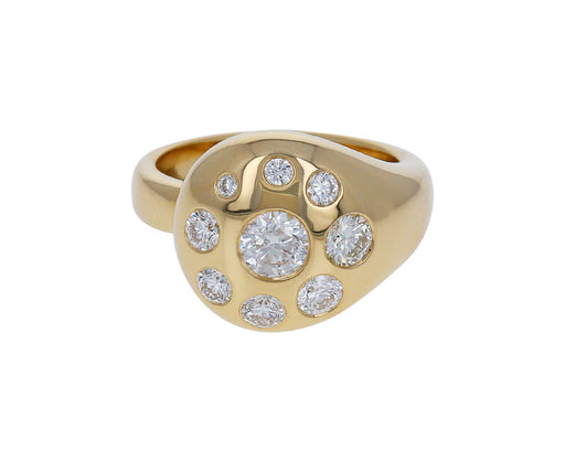 Round Diamond Large Petal Ring