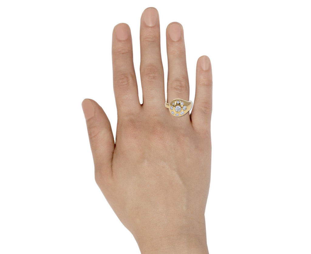 Round Diamond Large Petal Ring