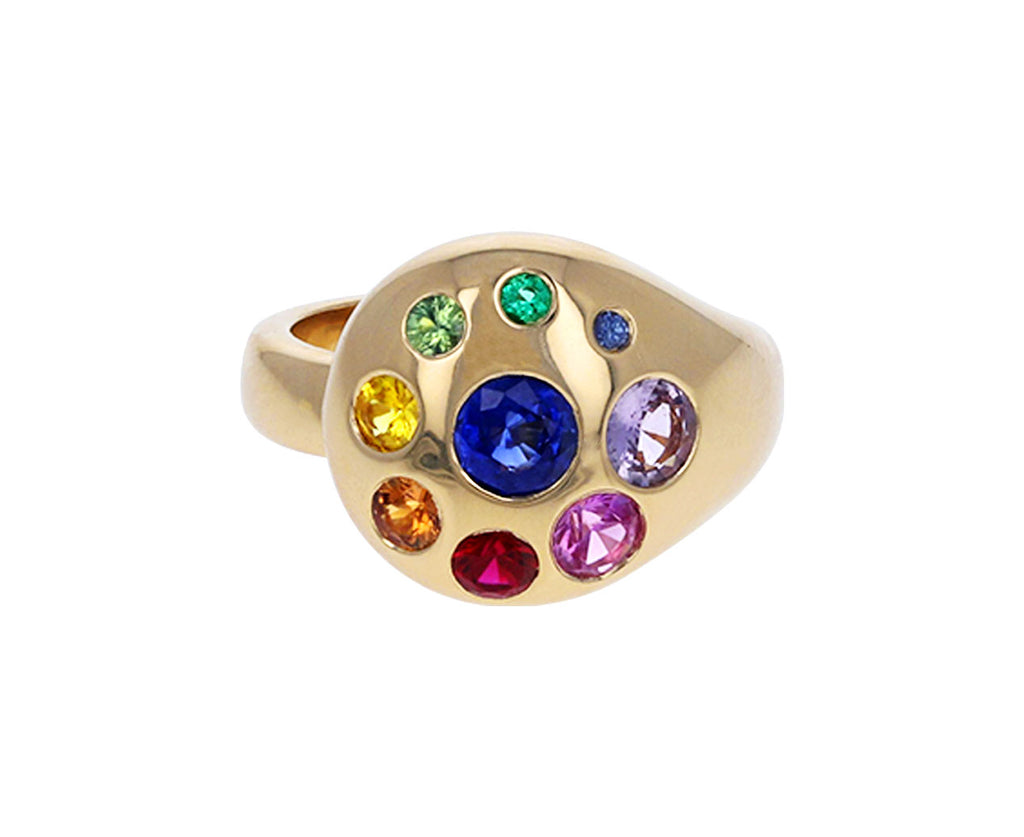 Rainbow Sapphire Large Petal Ring
