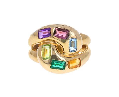 Multi Gem Knot Ring