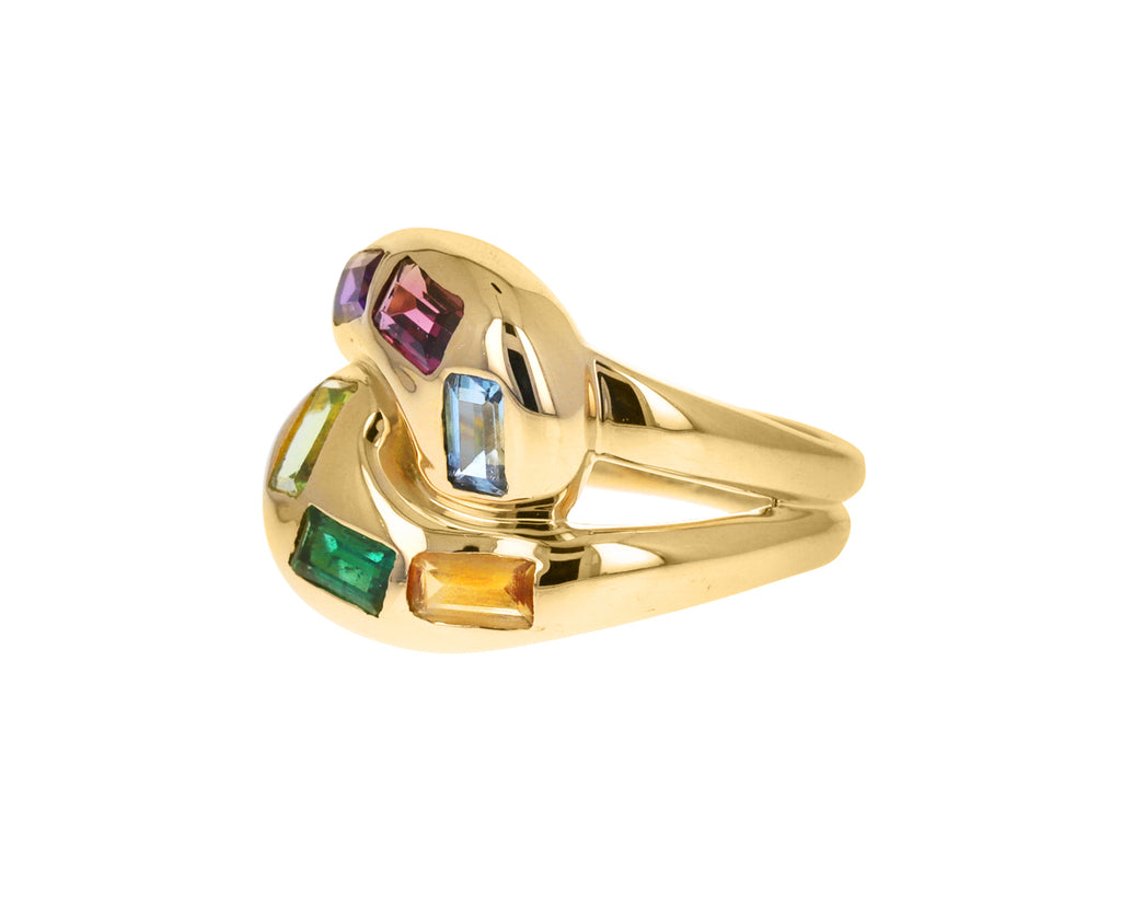 Multi Gem Knot Ring