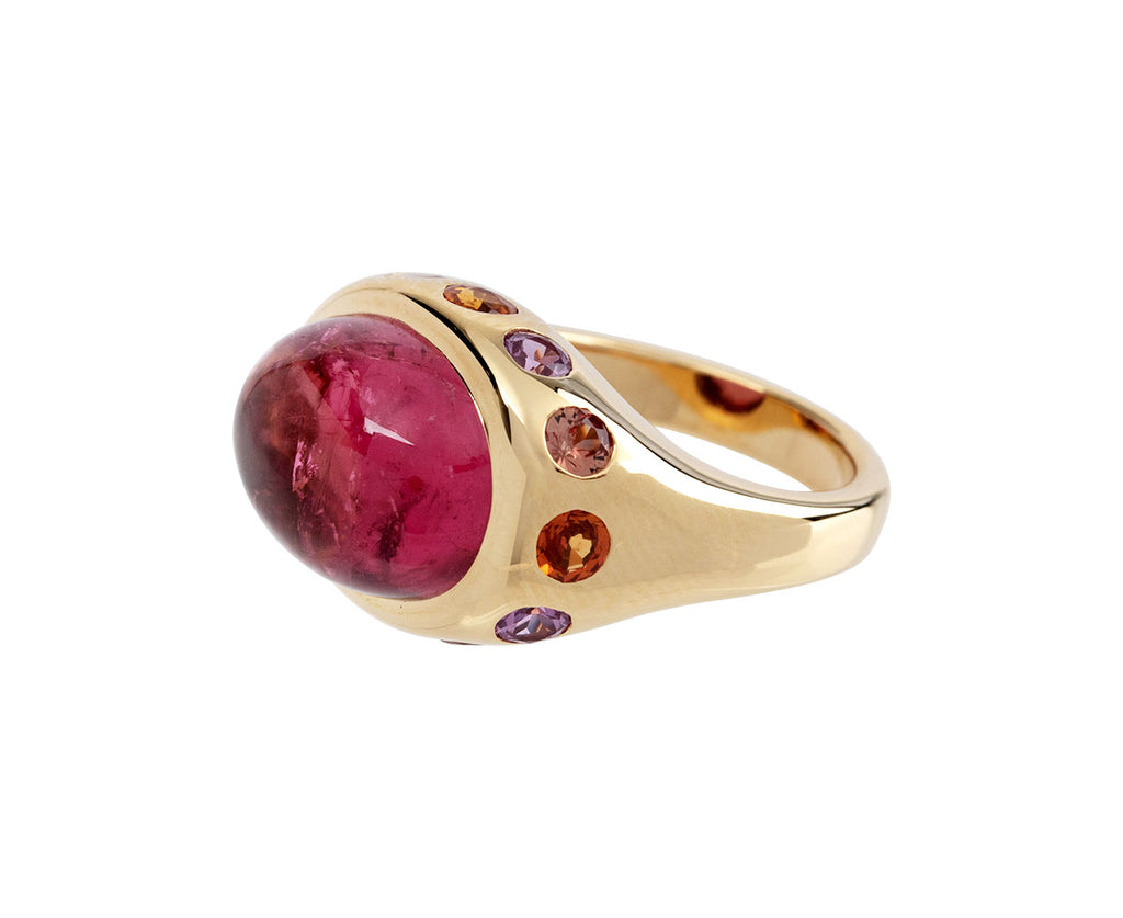 Brent Neale Pink Tourmaline and Sapphire Crown Ring Side View