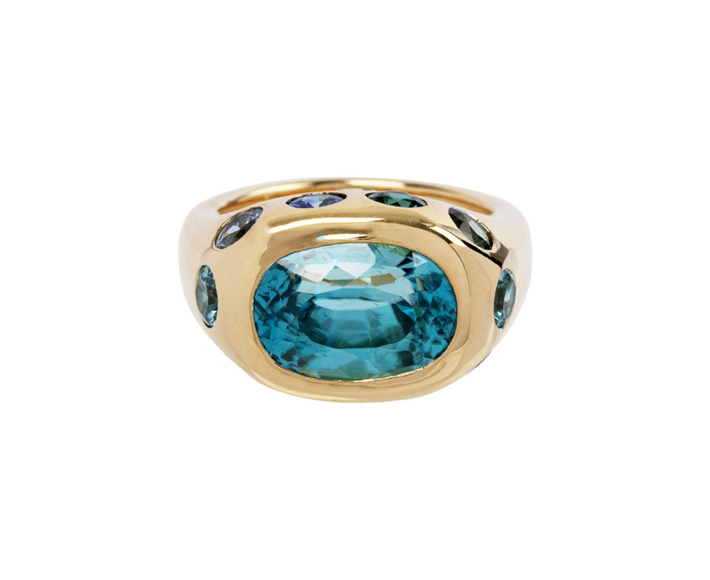 Brent Neale Zircon and Sapphire Crown Gypsy Ring