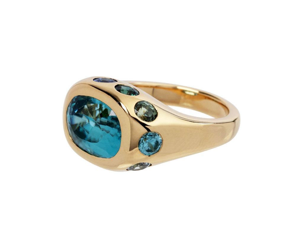 Brent Neale Zircon and Sapphire Crown Gypsy Ring Side View
