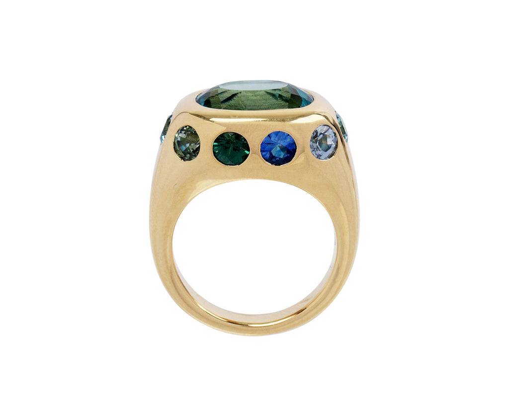 Brent Neale Zircon and Sapphire Crown Gypsy Ring Top View