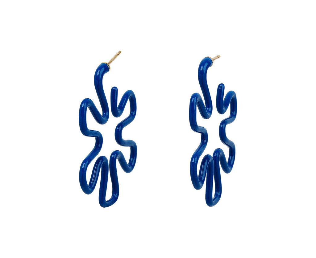 Cobalt Blue Enamel Hoop Earrings