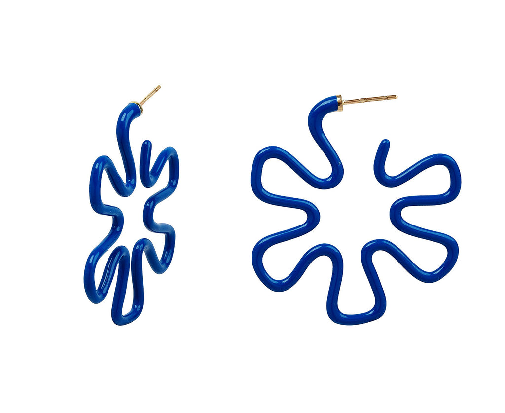 Cobalt Blue Enamel Hoop Earrings