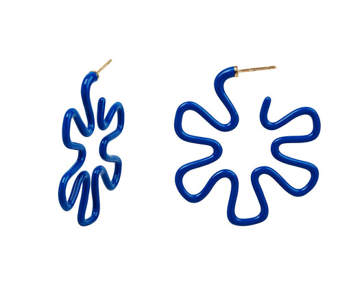 Cobalt Blue Enamel Hoop Earrings