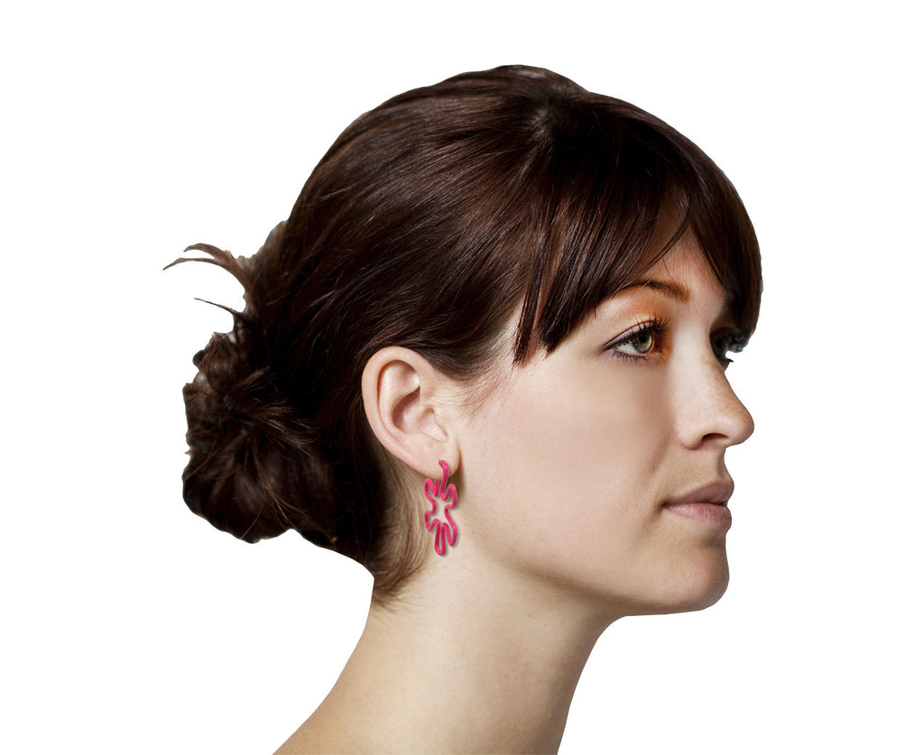 Bubblegum Pink Enamel Flower Hoop Earrings