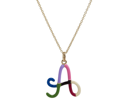 Bea Bongiasca Rainbow Enamel 'A' Pendant Necklace