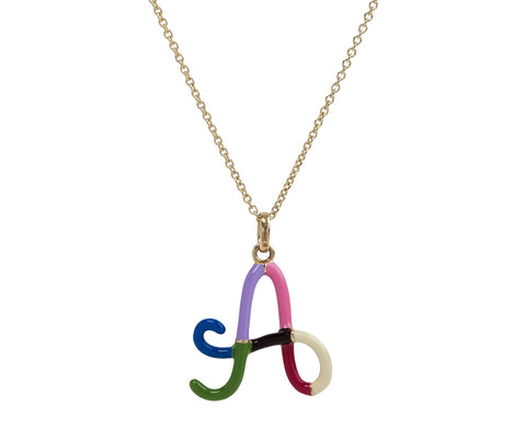 Bea Bongiasca Rainbow Enamel 'A' Pendant Necklace