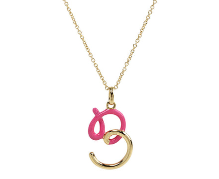 Bea Bongiasca Bubblegum Enamel 'B' Pendant Necklace