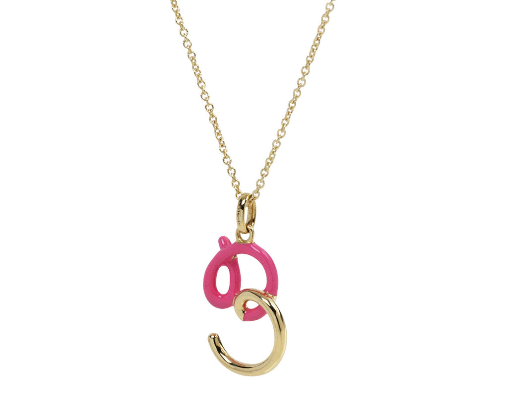 Bea Bongiasca Bubblegum Enamel 'B' Pendant Necklace Side View