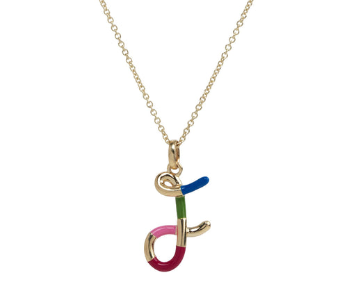 Bea Bongiasca Rainbow Enamel 'F' Pendant Necklace