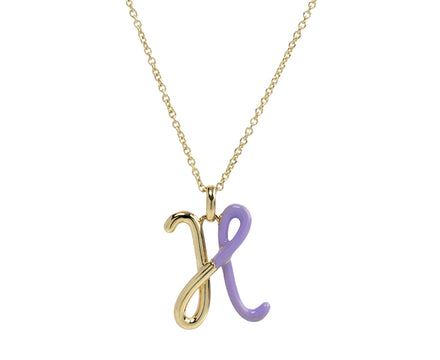 Bea Bongiasca Lavender Enamel 'H' Pendant Necklace