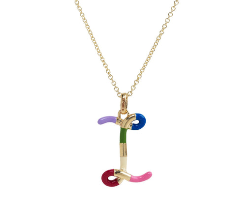 Bea Bongiasca Rainbow Enamel 'I' Pendant Necklace