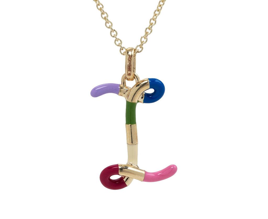 Bea Bongiasca Rainbow Enamel 'I' Pendant Necklace Close Up