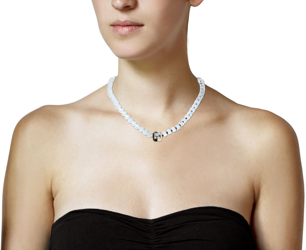 Bea Bongiasca Rock Crystal Beaded Pendant Necklace Profile