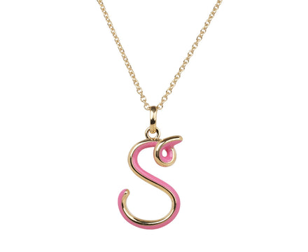 Bubblegum Enamel 'S' Pendant Necklace
