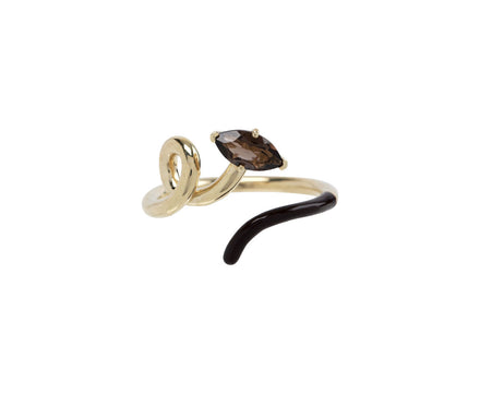 Bea Bongiasca Cherry Chocolate and Smoky Quartz Vine Ring
