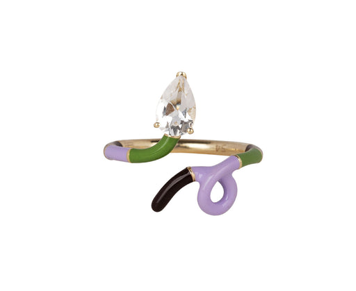 Bea Bongiasca Lavender, Pistachio and Cherry Chocolate Stripe Rock Crystal Ring