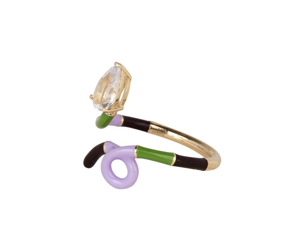 Bea Bongiasca Lavender, Pistachio and Cherry Chocolate Stripe Rock Crystal Ring Side View