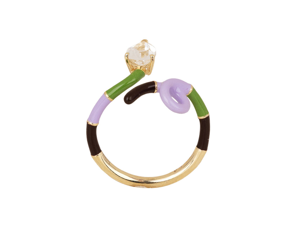 Bea Bongiasca Lavender, Pistachio and Cherry Chocolate Stripe Rock Crystal Ring Top