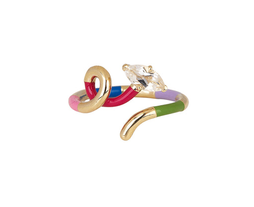 Bea Bongiasca Multi Colored Enamel Marquise Rock Crystal Vine Ring