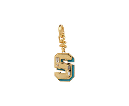 Boochier Blue Diamond Initial 'S' Charm Pendant ONLY