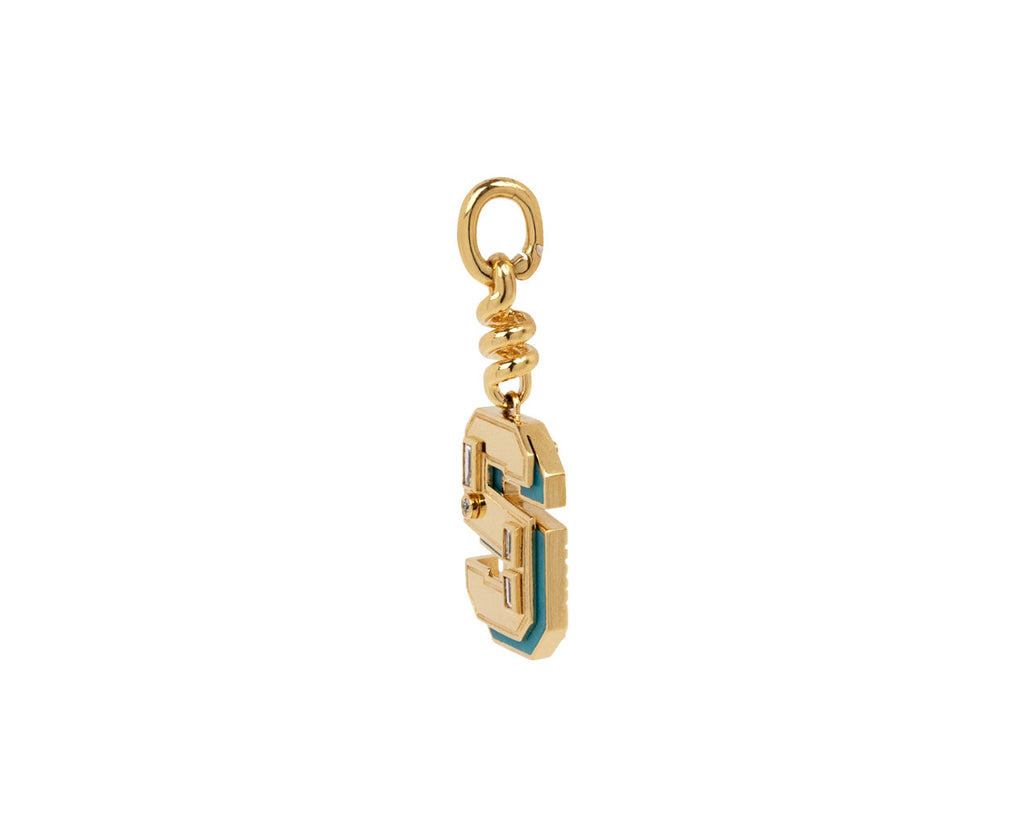 Boochier Blue Diamond Initial 'S' Charm Pendant ONLY Side View