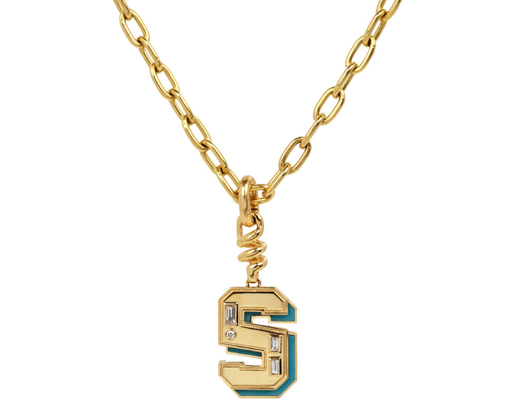 Boochier Blue Diamond Initial 'S' Charm Pendant ONLY On Chain