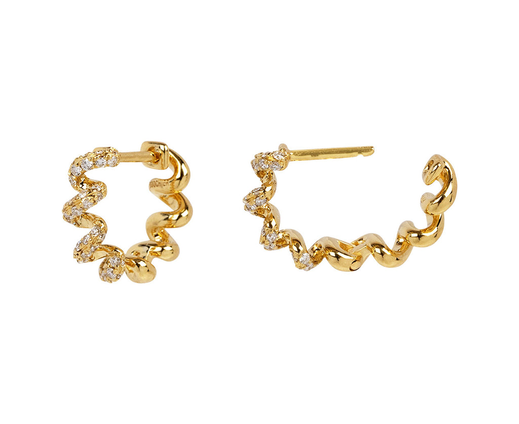 Boochier Diamond Slinkee Huggie Earrings Open Side View