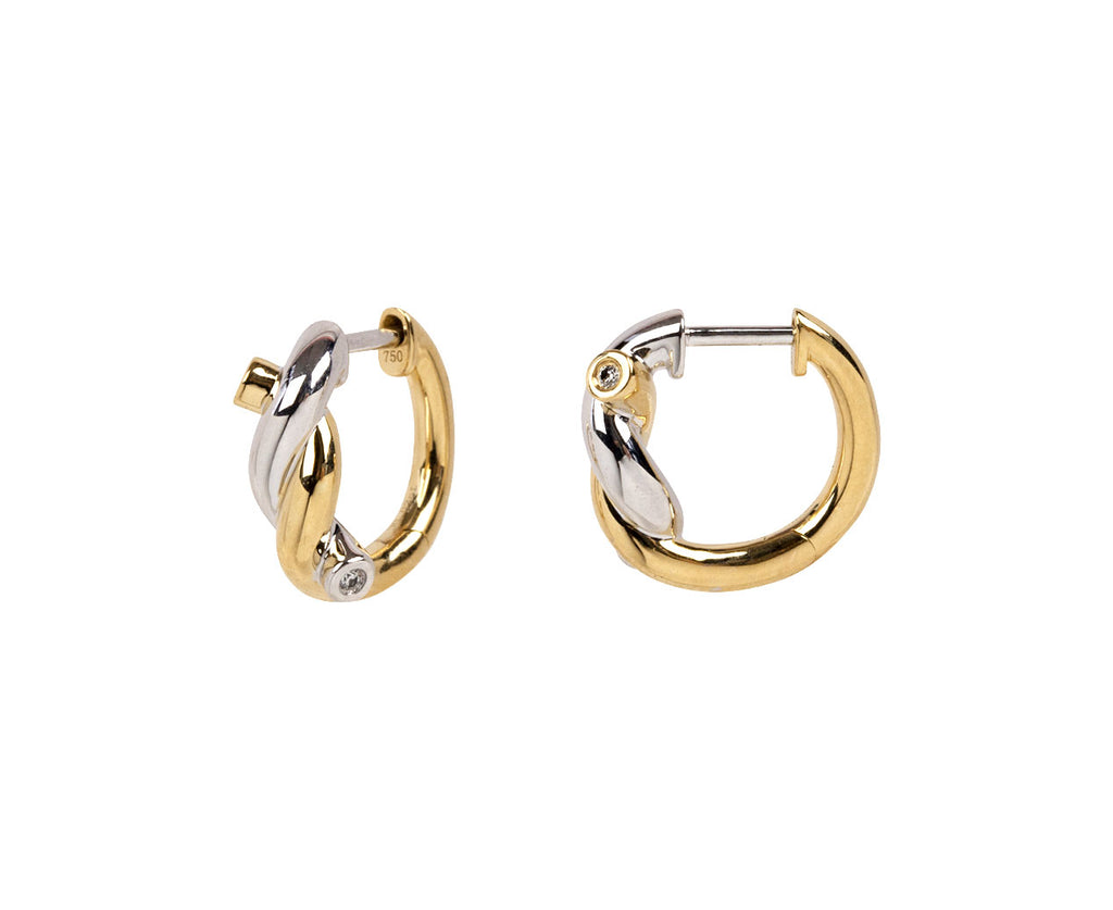 Boochier Yellow and White Ties Huggie Hoop Earrings Side