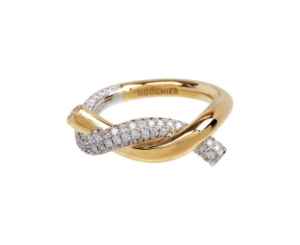 Boochier Mixed Gold and Diamond Ties Ring