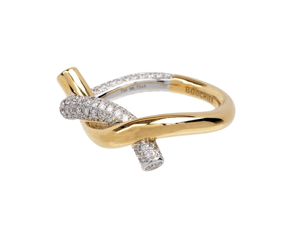 Boochier Mixed Gold and Diamond Ties Ring Side
