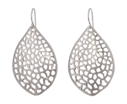Large Lacy Leaf Silver Earrings - TWISTonline 