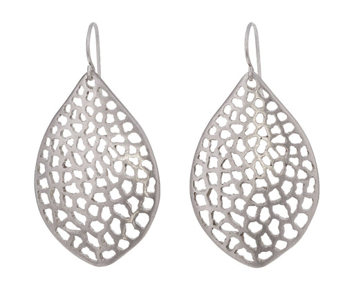 Large Lacy Leaf Silver Earrings - TWISTonline 
