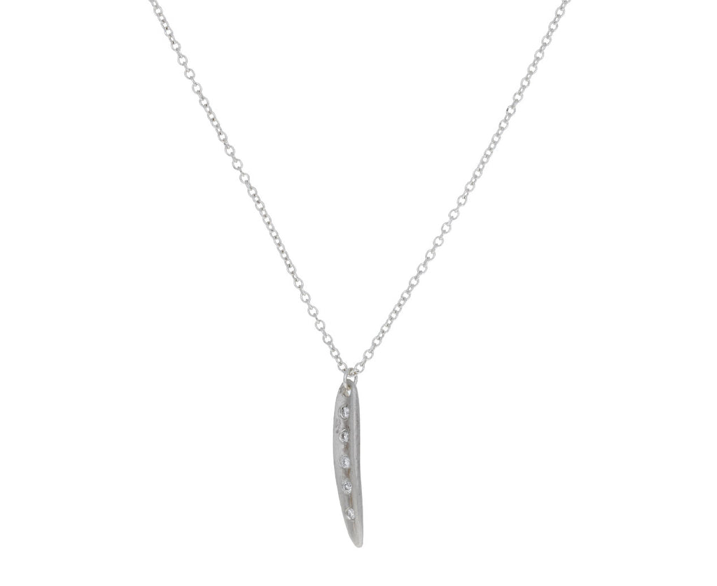 Tiny Leaf Pendant with Diamonds